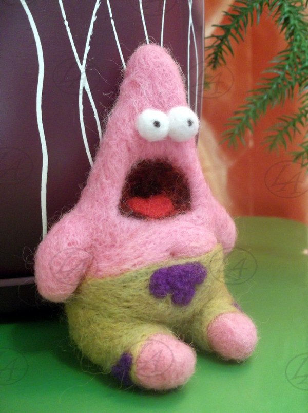 Patrick - My, Dry felting, , Hobby, Handmade, , Patrick, Patrick Star