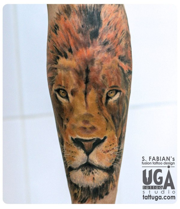 Lion tattoo on right leg - My, Tattoo, Tattoo Lovers League