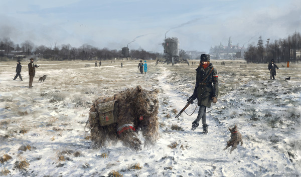 1920 - first snow. - Jakub Rosalski, 1920, First, Snow, Bear, Mech, Digital, Art, The Bears, Fur