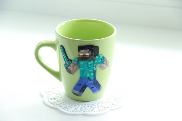 Minecraft - My, Polymer clay, Handmade, With your own hands, Кружки, Hobby, Minecraft