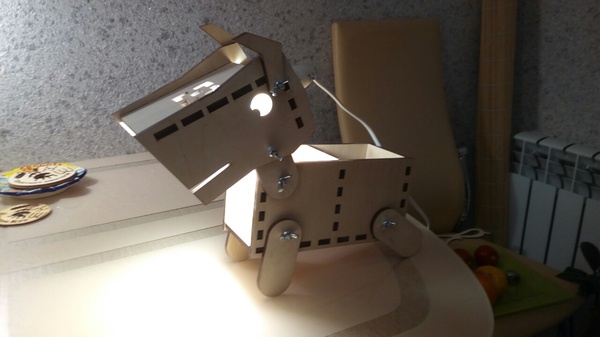 Made a puppy (organizer lamp) - My, Puppies, Laser cutting, Rukozhop, Longpost