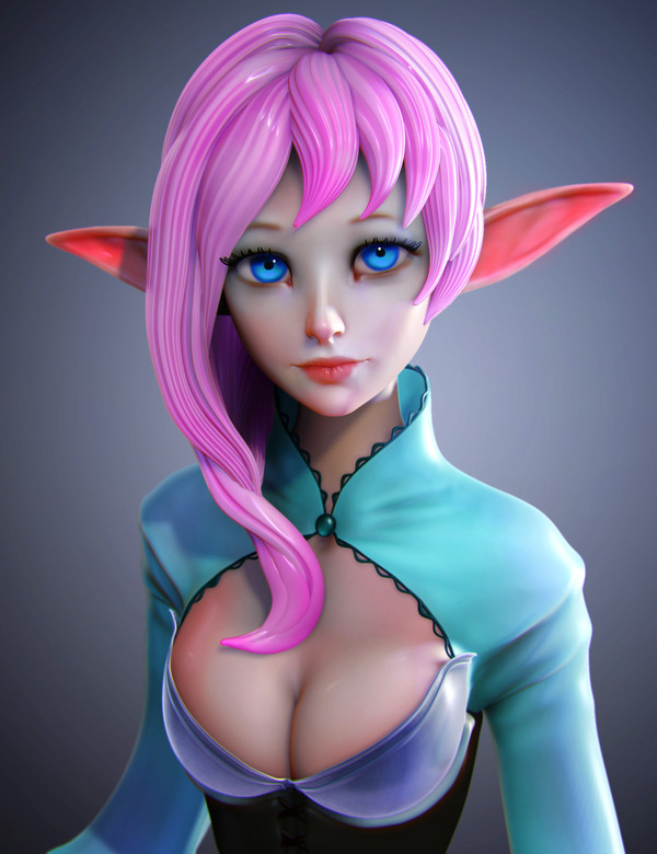 Cute elf. 3D, , , , , 