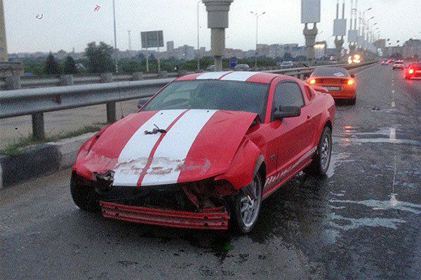 Crashed Mustang GT in Omsk - Road accident, Crash, Omsk, Checkerboard, Skidded, Ford mustang, Video, Longpost