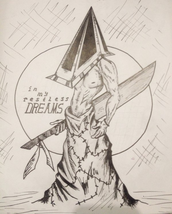 Redrawing PyramidHead - My, Silent Hill, , Pyramid head, Games, Drawing