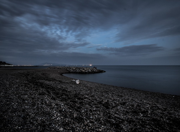 Night beach in Myskhako - My, Myskhako, Novorossiysk, Краснодарский Край, Sea, Clouds, Beach, The photo, Long exposure