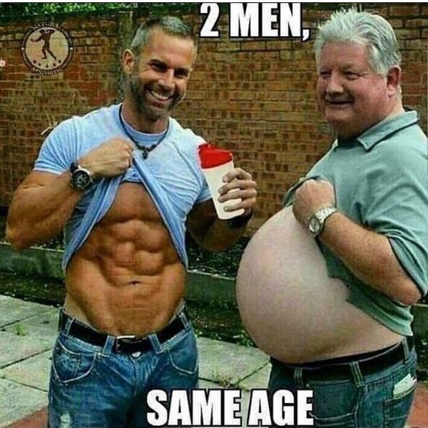 Two men of the same age. - Sport, Fitness, Body-building, Workout, Press