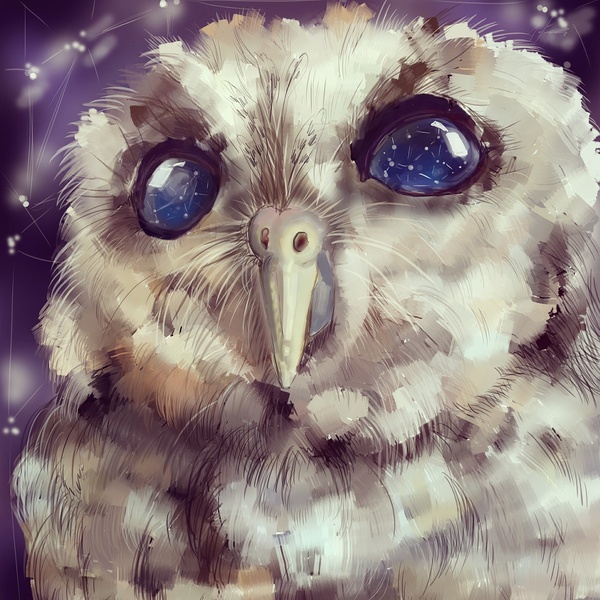 My space owlet - My, Art, Owl, Space