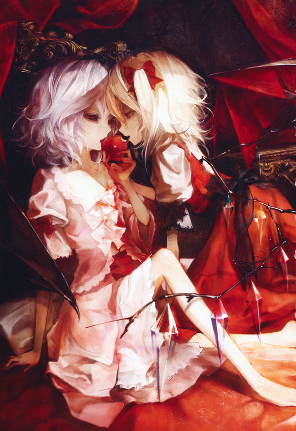 Eat the apples together with? A? - Anime art, Anime, Art, Touhou, 