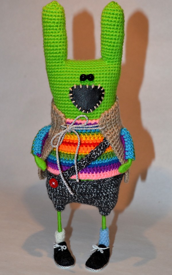 Hare Zelenkin - My, Knitting, , Crochet, Knitted toys, Knitting to order, Hare, Longpost