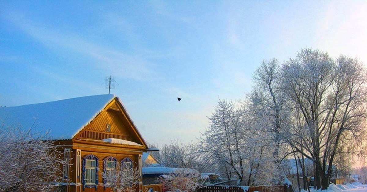 Картинки домик в деревне зимой