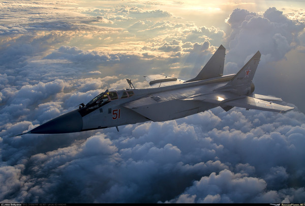 MiG-31BM above the clouds - Aviation, MiG-31BM, The sun, Sky, Clouds