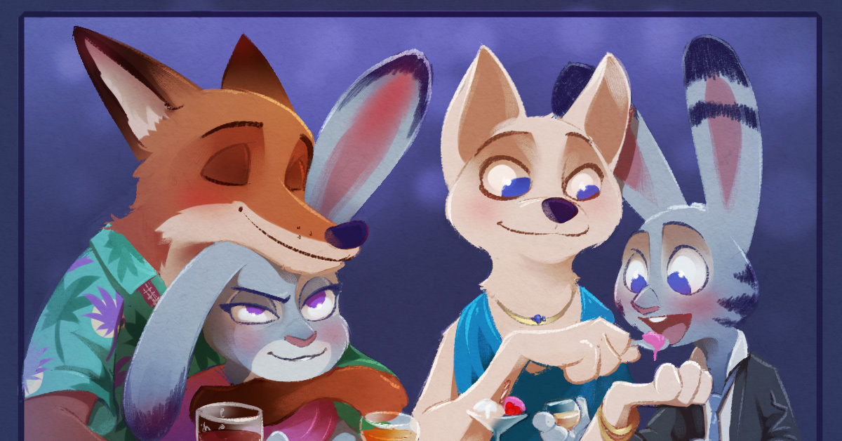 Night time with judy x nick. Джуди Фокс Зверополис. Зверополис Джуди Джек ник и Скай. Джек Сэвидж и Скай. Скай Фокс и Джек Зверополис.