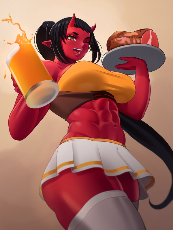 The strongest waitress - , Art, Strong girl, Monster girl, Demon they, Demoness, Anime, Anime art