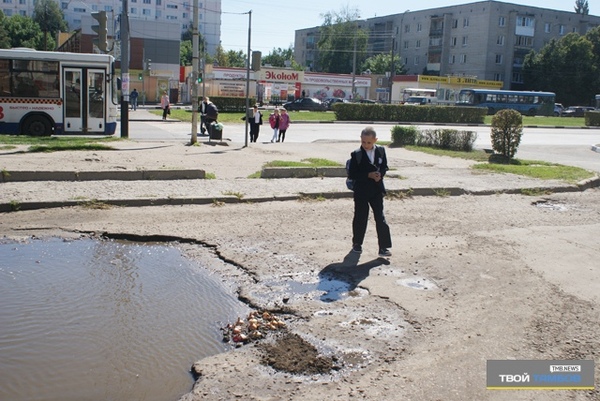 In Tambov, an onion was planted in a road pit - Tambov, Onion, Garden, Landing, Road