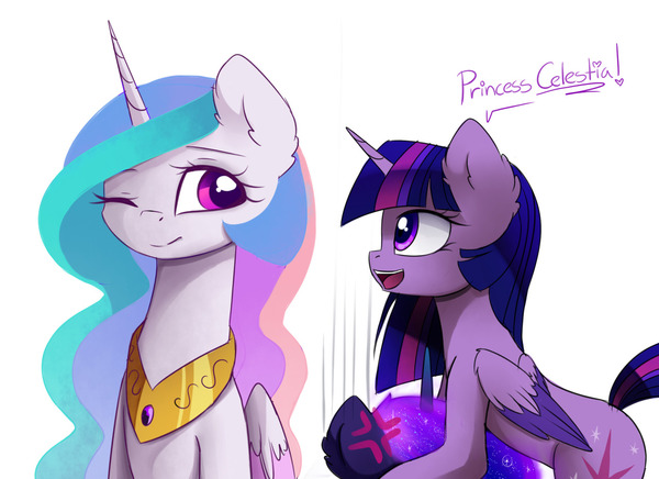 Celestia’s fangirl - My little pony, Princess celestia, Princess luna, Twilight sparkle, , PonyArt