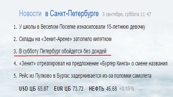 Главная новость Санкт-Петербурга