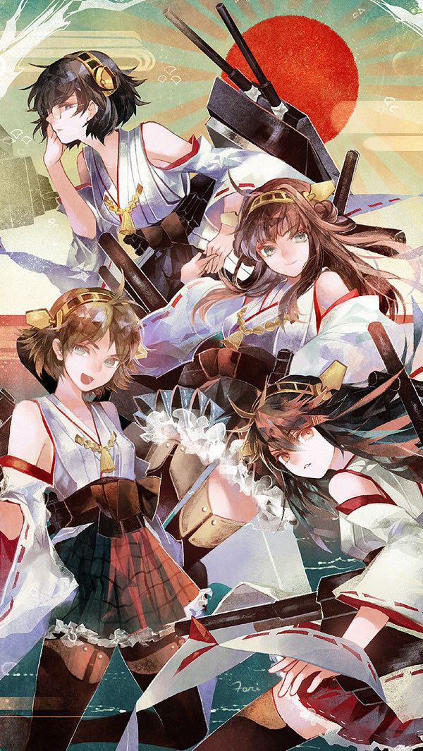 Kongou sisters - Kantai collection, Anime art, Kongou Sisters, Kongou, Haruna, Kirishima, Hiei