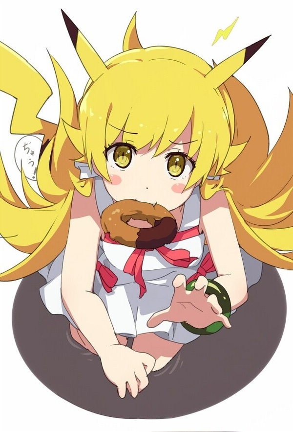 Shinobu, I choose you! - Shinobu oshino, Anime art, Anime, Monogatari series, Bakemonogatari, Crossover, Pikachu