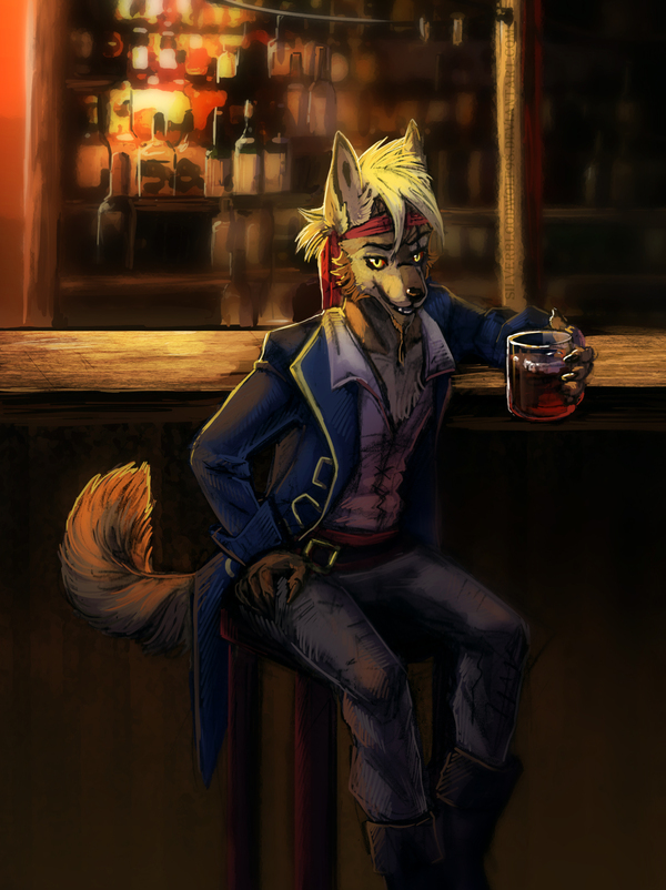 In the bar - My, Furry, Anthro, Drawing, Sketch, 