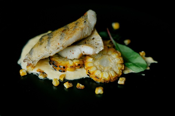 To your Court. Pike perch fillet with Corn cream and grilled corn) And what masterpieces do you cook?) - My, Food, , , Fish perch