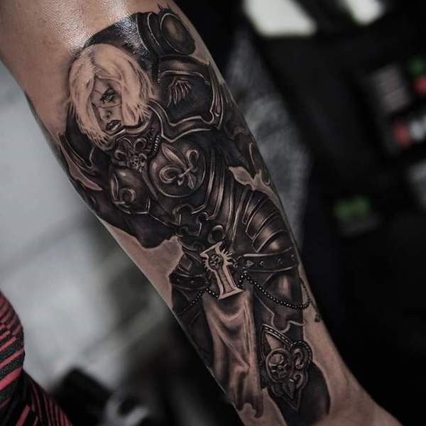 When the hand is protected from heresy - Warhammer 40k, Adepta Sororitas, , Tattoo, Hand