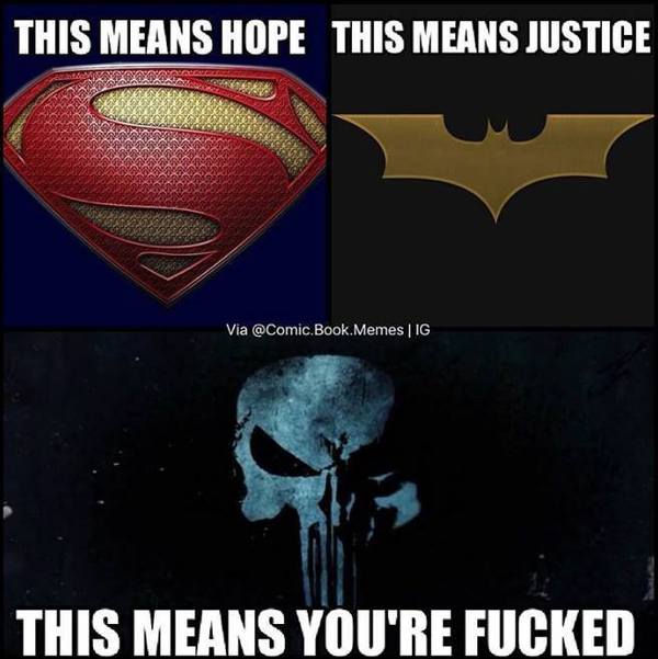 If you are a gangster, then your problems look like this. - Superman, Batman, Punishers, Logo, Emblem, Comics, Superheroes, Internet