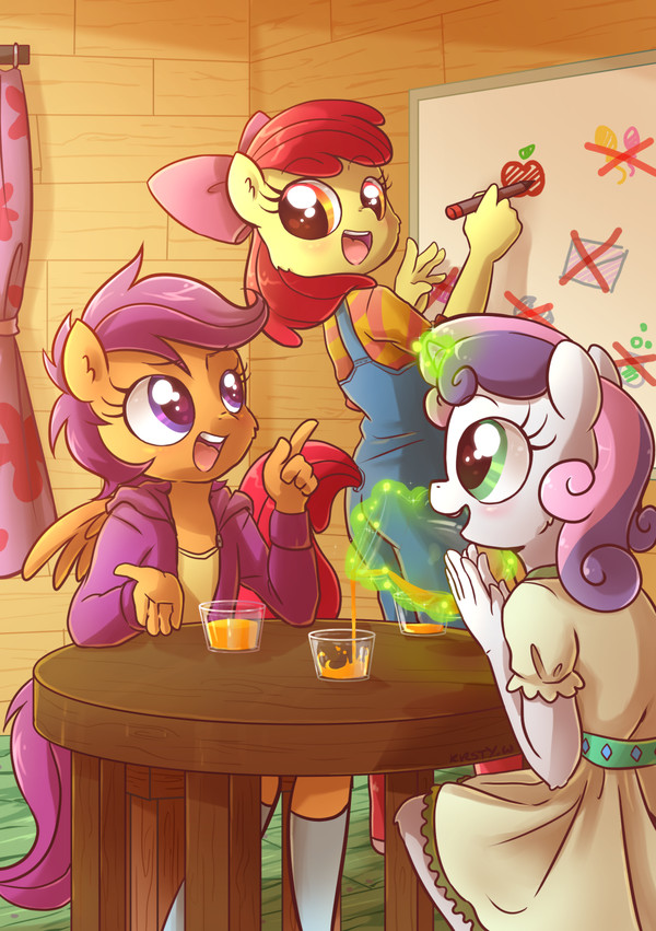 Club Meeting - My little pony, Cutie mark crusaders, Anthro, Art