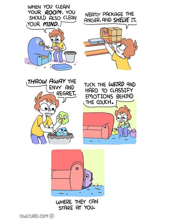 Clear your mind. - Picture with text, Owlturd, Without translation, Eng, 