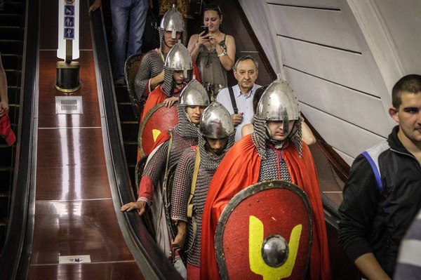 When you don't want to stand in a traffic jam on a horse - Not mine, Photo, Metro, Kiev, Escalator, Warrior, Bogatyr, Horses