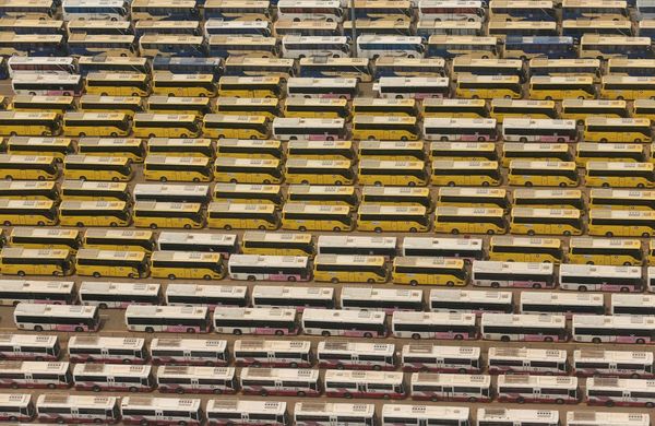 Buses prepared for pilgrims to Mecca - Bus, Mecca, Saudi Arabia