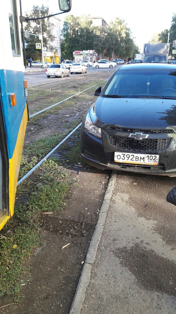 I park like ... - My, Parking, Tram, You shall not pass, Ufa