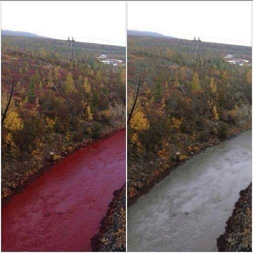 Photoshop or not? - Norilsk, red river, Photoshop