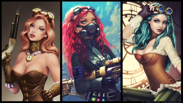 Wallpaper Steampunk hotties, by Yuuza - , Deviantart, Art, Steampunk