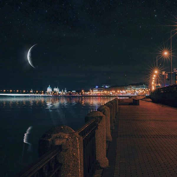 Fairy night... - Russia, Saint Petersburg, Night, moon, Town, Cities of Russia, Photo, The photo