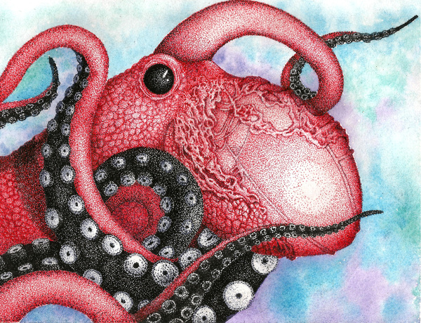 Strange octopus)) - My, Not an artist, Dot, Junior Academy of Artists