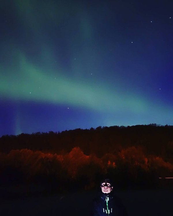 Северное сияние несколько дней назад. Фотография сделана на мыльницу - Моё, Полярное сияние, Норвегия, Тромсё