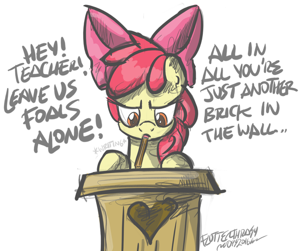 We don't need no education My Little Pony, Applebloom, Pink Floyd, Flutterthrash