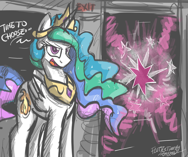   My Little Pony, MLP Crossover, Half-life, G-Man, Princess Celestia, Flutterthrash