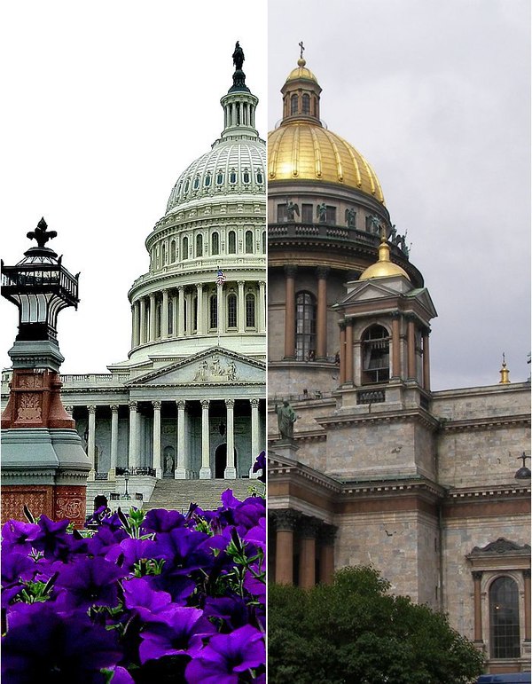 What is common between the Capitol and St. Isaac's Cathedral... - Similarity, Photo, Capitol, Saint Isaac's Cathedral, Washington, USA, Saint Petersburg, Russia