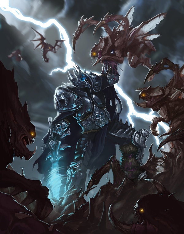 The King Arthas against The Swarm of Kerrigan - Art, Games, HOTS, Warcraft, Starcraft, Arthas Menethil, Zerg, Morkardfc