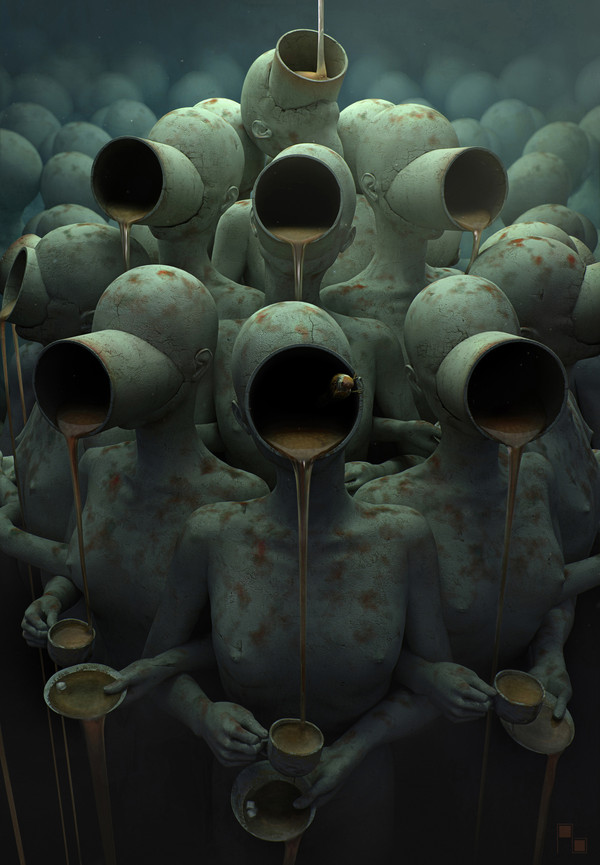 Coffee break (chain freedom). - Coffee, Brakedance, Digital 3D, Surrealism, System, The border, Person, Art, 3D