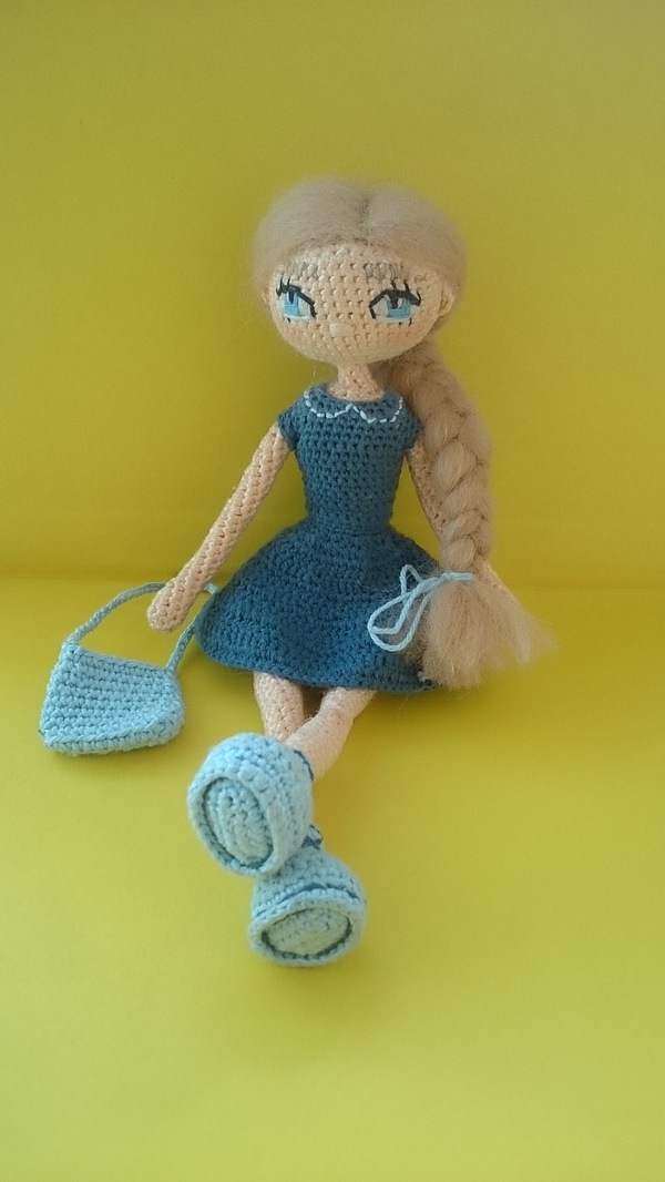 smart girl - Toys, With your own hands, Amigurumi, Knitting, Author's toy, Girl, Doll, Longpost