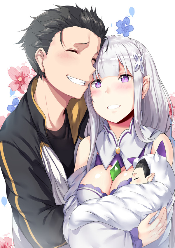 Emilia and Subaru - Anime, Anime art, Re: Zero Kara, Emilia, Subaru