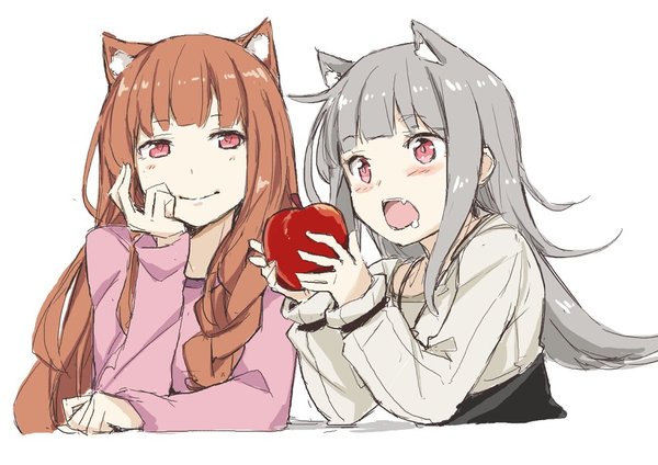 The apple has not rolled away from the apple tree. - Anime art, Anime, Spice and Wolf, Horo holo, Holo, Myuri, She-wolf and parchment, Dobucu