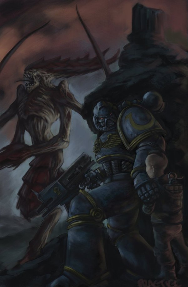 Powerful art. - Warhammer 40k, Warhammer, Ultramarines, Tyranids, Art