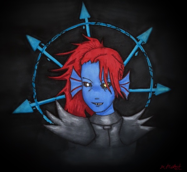 Undyne the undying - My, Drawing, Games, Undertale, Undyne