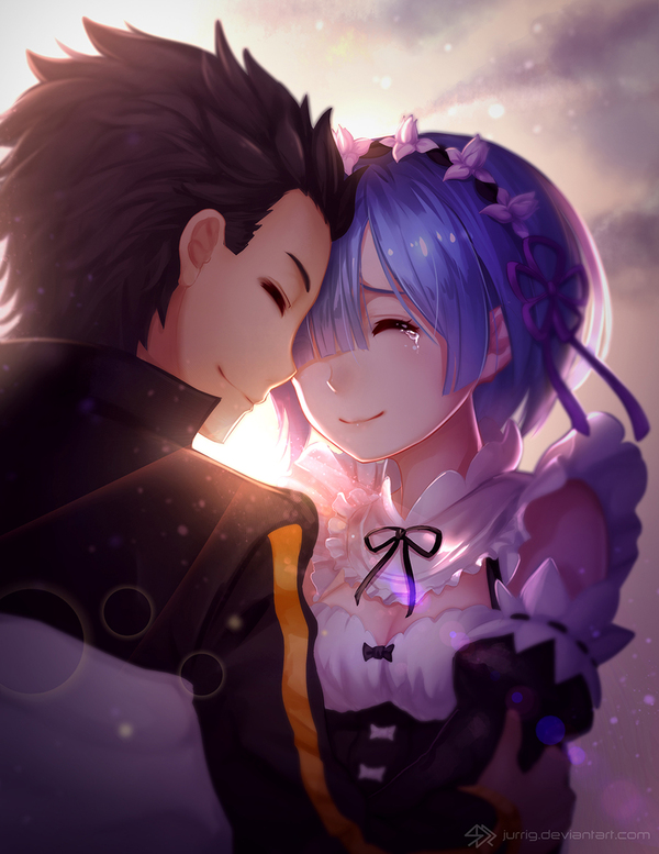 Rem and Subaru - Anime, Anime art, Re: Zero Kara, Rem, Subaru, Rem (Re: Zero Kara)