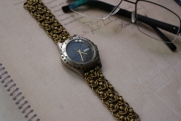 Mail watch bracelet - My, Clock, Chain weaving, My, Friday, A bracelet, Longpost