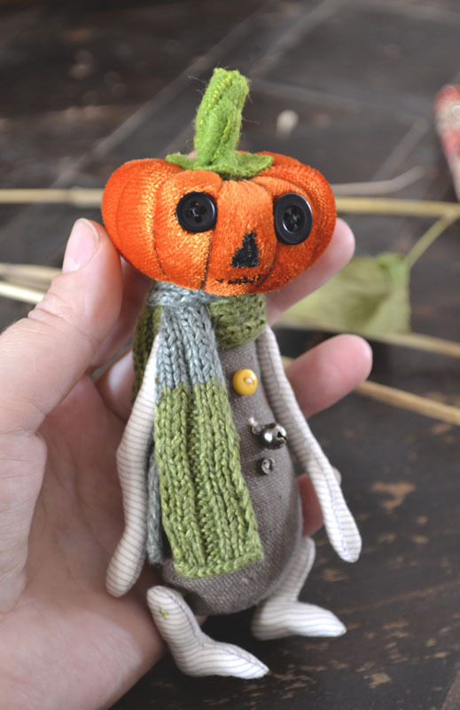 Autumn is coming O_O - My, Pumpkin, Buttons, Author's toy, Longpost