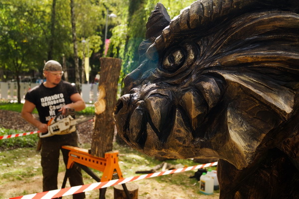 big ass - My, Voronezh City Garden, Chainsaw, Chainsaw sculpture, Alexander Ivchenko, Voronezh, Video, Longpost